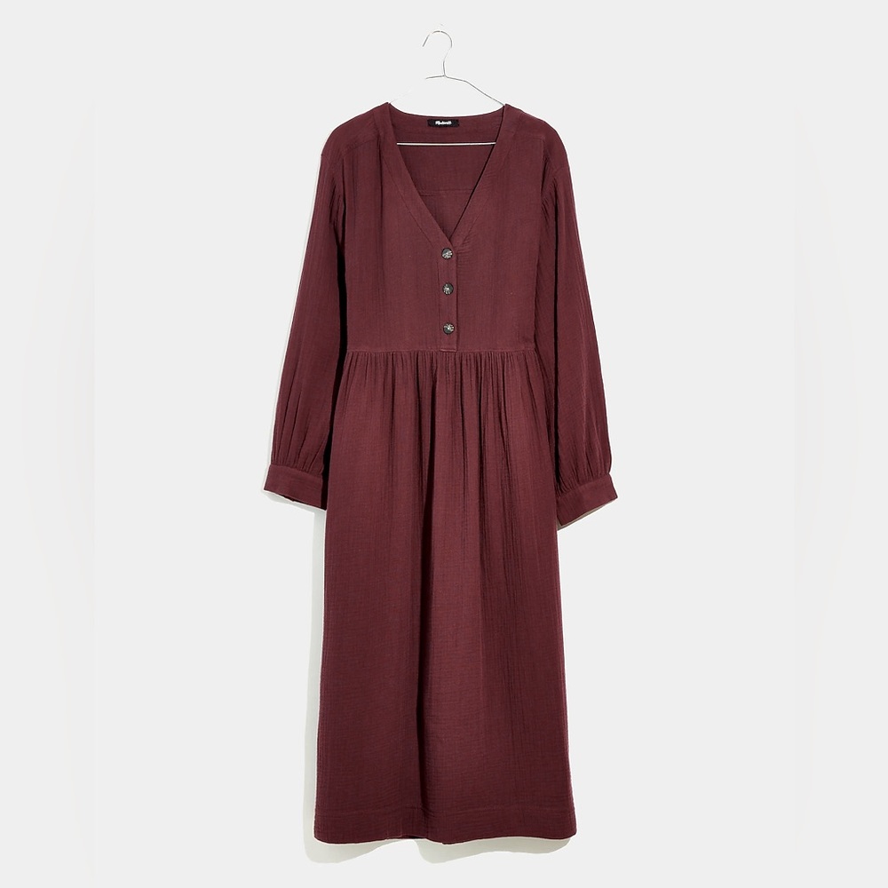 Madewell Lightspun Button-Front Midi Dress